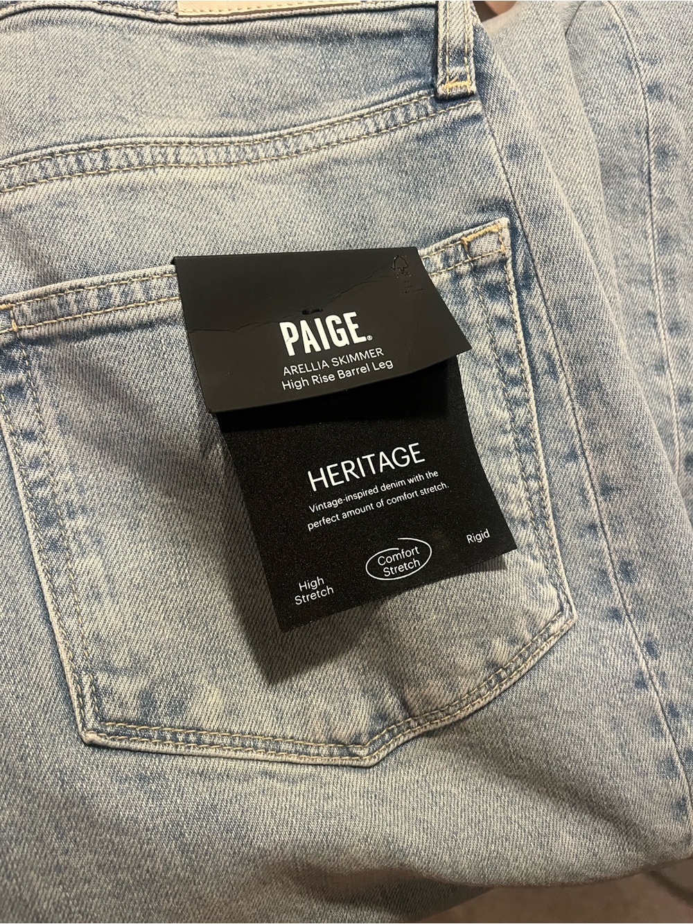 PAIGE High-Rise Barrel Leg Jeans in Mar Vista color - size 28